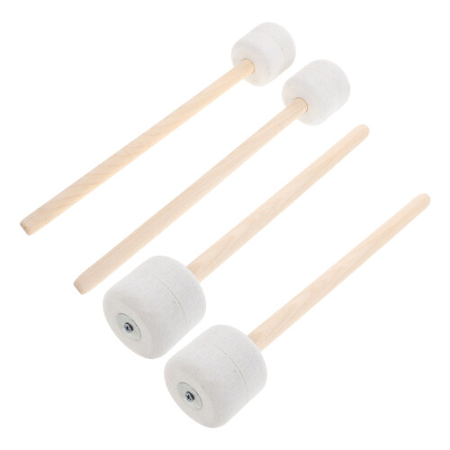 4Pièces Maillets Percussion Feutre Pour Tambour Beige Bois