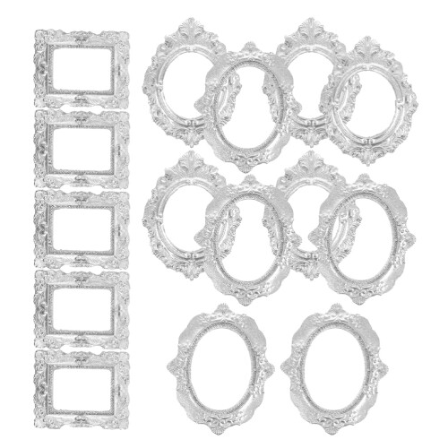 90Pcs Creative Silver Resin Mini Photo Frames for DIY and Home Decor
