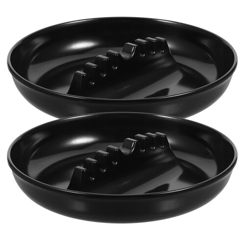 6Pièces Cendrier Rond Noir Plastique Pour Compartiments Solide 1