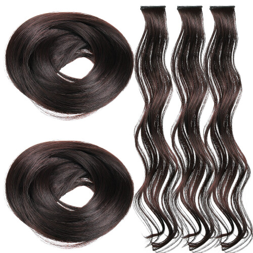 25Stk Langes Braunes Welliges Clip in Haar Extensions
