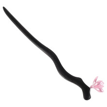 5Pcs Durable Wood Hair Forks with Purple Copper Orchid for Women