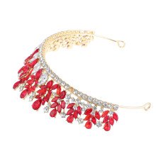 3Pcs Red Vintage Baroque Bridal Crowns Crystal Rhinestone Headpieces