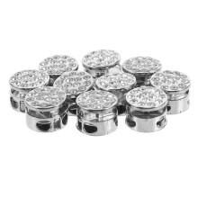 24Pcs Silver Metal Elastic Fastener Toggles for Drawstring Use