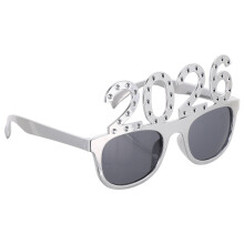 5Pcs Silver Novelty New Year Glasses Plastic Photo Booth Props