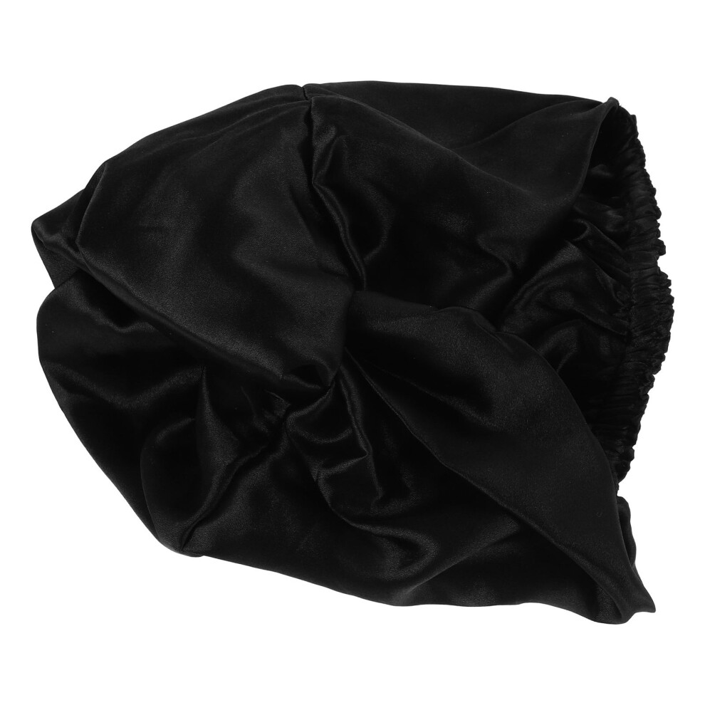 Inoomp Black 2Pcs Double Layer Satin Hair Wraps Comfortable Bonnets For Sleep