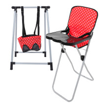 4Pcs Portable Red Doll Highchair and Swing Set for Pretend Play