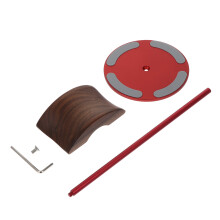 2Pcs Red Desktop Headset Stand with Aluminum Base and Wooden Support