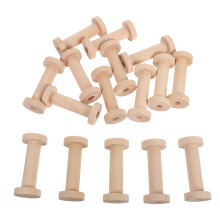 45Pcs Wooden Thread Spools for Crafting Beige Solid Wood Bobbins Set