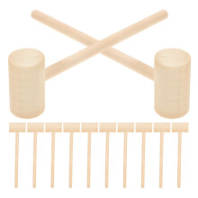 48Pcs Mini Beige Wood Mallet for Chocolate Breaking and Children Play