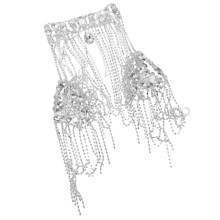 2Pcs Versatile Silver Rhinestone Shoulder Chain Tassel Necklace Women