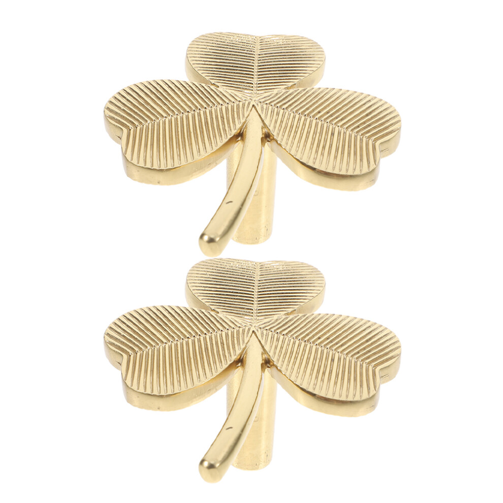 4Pcs Brass Shamrock Drawer Knobs Vintage Decorative Pulls For Cabinets 3644111329581