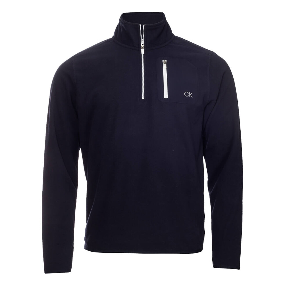 Calvin Klein (M, Navy) Mens Planet Fleece Half Zip Stretch Super Soft Golf Sweater