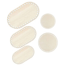 20Pcs Wooden Knitting Basket Baseboards Beige Oval Bag Bottom Inserts