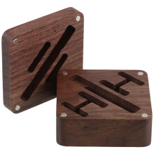 2Pcs Dark Brown Wood Cufflink Holder Men Travel Jewelry Organizer Box