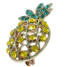 2Pcs Yellow Fashion Fruit Brooch Rhinestone Breastpin Casual Accessory