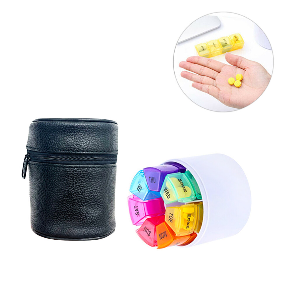 Villcase 2Sets Compact Black 7 Day Weekly Pill Organizer For Travel Storage