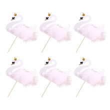 12Pcs Swan Cake Topper White Paper Decorative Picks for Birthday Cakes