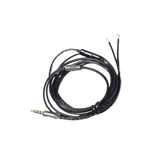 2Pcs DIY Earphone Repair Cable Black with Microphone Elastic Wire