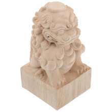 5Pièces Lions En Bois Pour Clôtures Ponts Beige