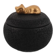 Portable Black Cement Urn Box for Cat Ashes Memorial