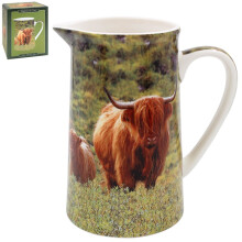Country Highland Cow & Calf Ceramic Jug 500ml Pitcher Decorative Vase Brown