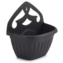 32cm Wall Hanging Planter Plastic Athens Flower Pot Black Garden Patio Basket 4L