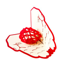 2Pcs Handmade Red 3D Up Greeting Cards Holiday Papercraft