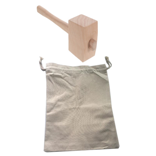 3Sets Canvas Ice Crusher Bags with Wood Mallet for Cold Drinks