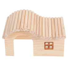 2Pcs Multifunctional Wooden Hamster Hideout House Natural Khaki Color