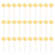 144Pcs Daisy Theme Paper Cake Toppers Yellow for Baby Shower Decor