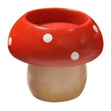 5Pcs Fine Craft Wooden Mushroom Décor Red for Table Center and Shelf