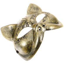 2Pcs Golden Plastic Cat Mask Unique Cosplay Mask for Women Masquerade