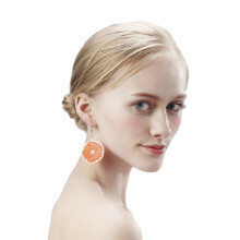 2Pairs Orange Resin Fruit Ear Drop Earrings Stylish Women Ear Jewelry
