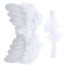 2Sets Lightweight White Angel Wing Kids Cosplay Headband Party Props