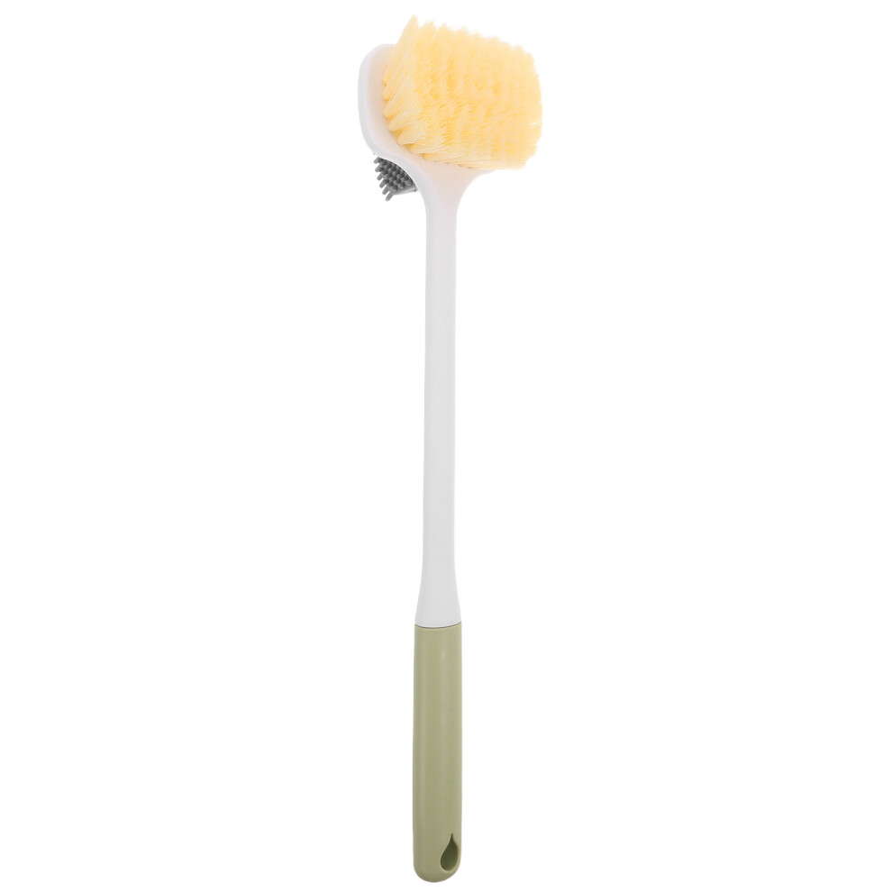 Vaguelly 2Pcs Long Handle Back Scrubber Dual-Sided Silicone Body Shower Brush