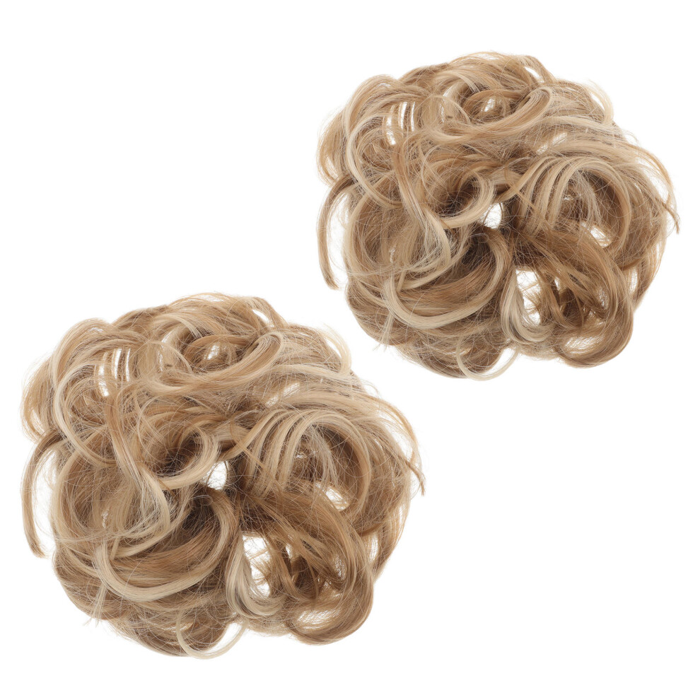 Ohphcall 10Pcs Lightweight Synthetic Hair Bun Extensions For Women Golden Color