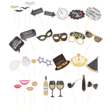 96Pièces Accessoires Photo Nouvel An Bois Couleurs Assorties Pour