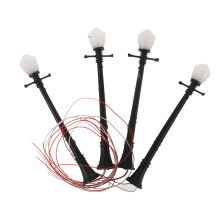 12Stk Miniaturstraßenlampen ABS, Schwarz, Doppelscheinwerfer LED