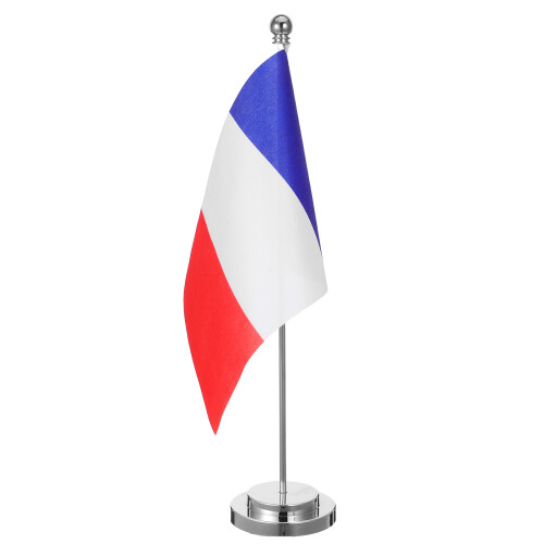 4Pcs Compact French Desk Flags with Stable Base for Office Decoration