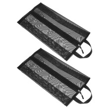 6Pcs Lightweight Mesh Shoe Bags Travel Organizer with Handle in Black