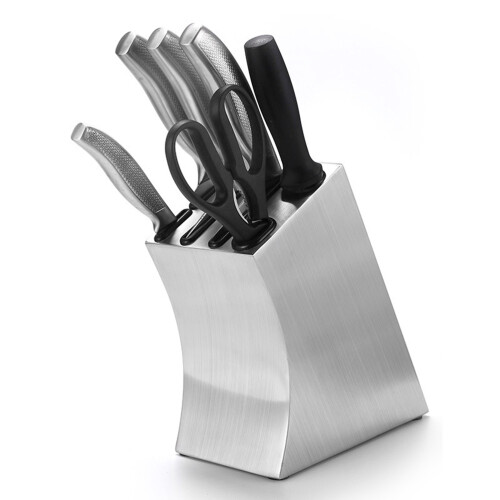 3Pcs Stainless Steel Cutlery Block Kitchen Storage Rack Silver