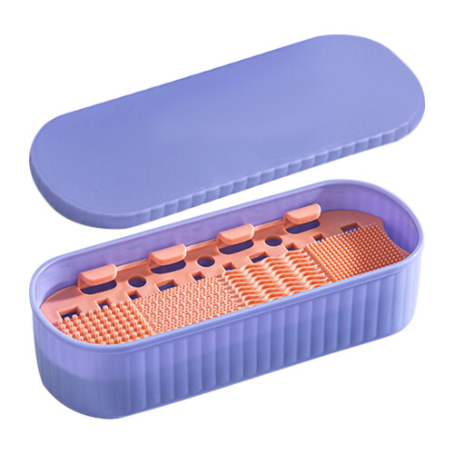 3Pcs Makeup Brush Cleaner Boxes Purple +pp Compact Home Organizer 1