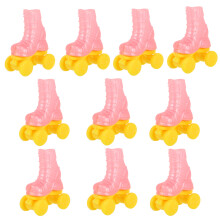 20Paare Mini Rollschuhe Aus Kunststoff Pink Für Puppen DIY Deko