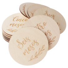 28Stk Holz Baby Monatskarten Geschenk Hellbraun