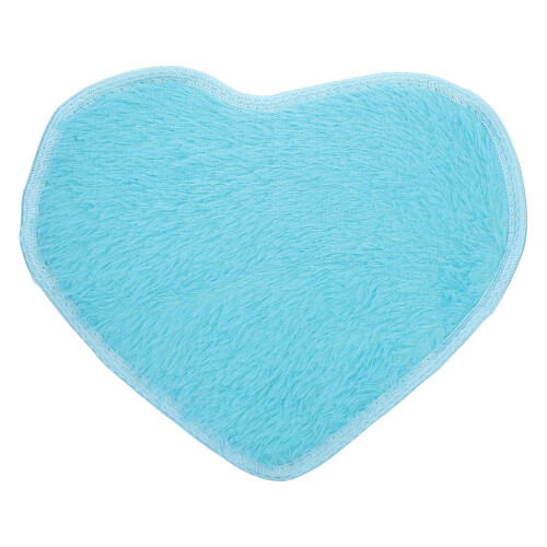 2Pcs Blue Heart Fluffy Floor Carpet Soft Polyester Home Rugs