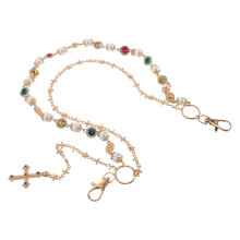 2St Hip Hop Gouden Riem Met Parels, En Kruis Hanger Dames