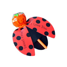 200Pcs DIY Ladybug Design Lollipop Packaging Cards for Festival Decor