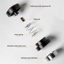 Self-Gravity Coffee Tamper Self-Adaptive Height Tamper Solid Wood Elastic Tamper Black Threaded Bottom 58.35mm