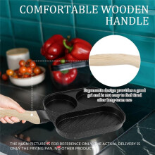 Eierkoekenpan 3 in 1 Eierkoekenpan Antiaanbak Omeletpan met Houten Handvat Keuken Ontbijt Eierkookpan B