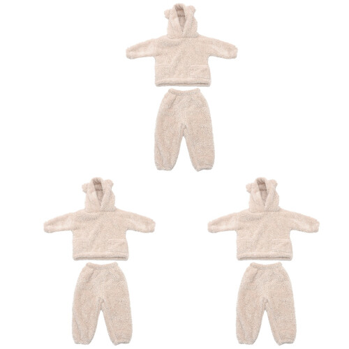 3Sets Fleece Schlafanzüge Für Kinder Beige Pull-Over Warm 1